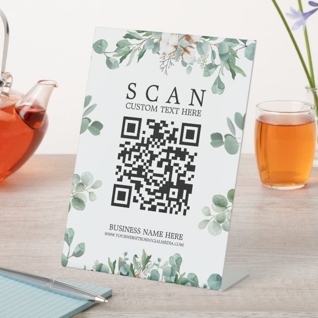 Foliage QR Code Scan Table Top Pedestal Sign (In SItu)