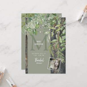 Foliage Rustic Photo Sage Lights Bridal Shower   Invitation
