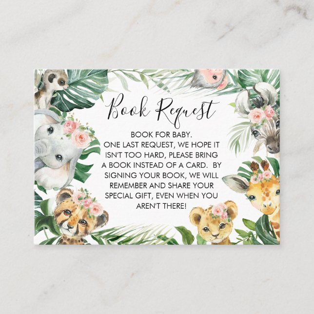 Foliage Safari Baby Shower Book Request Insert (Front)