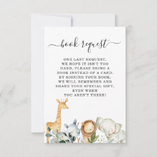 Foliage Safari Baby Shower Book Request Insert Invitation