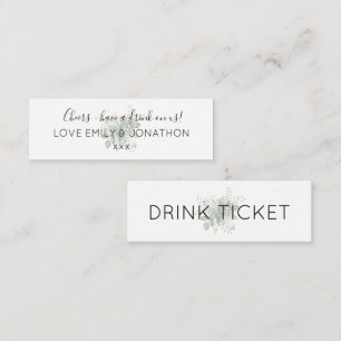 Foliage Sage Wedding Reception Drinks Ticket