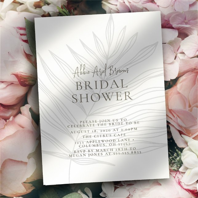 Foliage Script Text Bridal Shower  Invitation (Creator Uploaded)