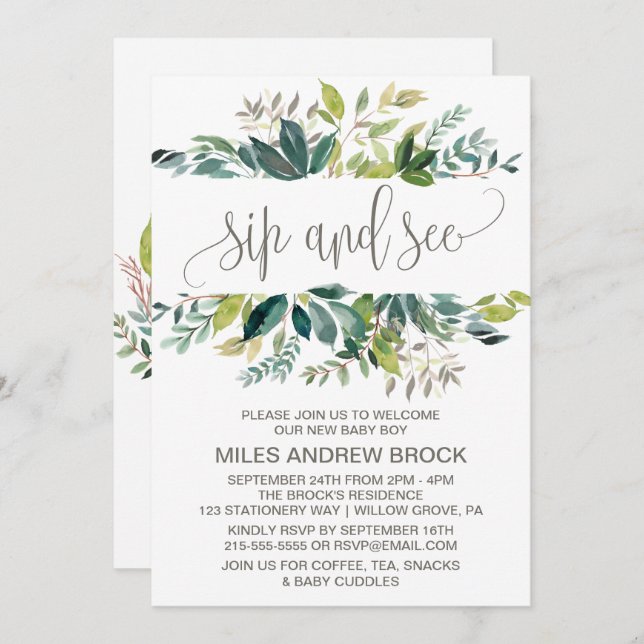 Foliage Sip and See Invitation (Front/Back)