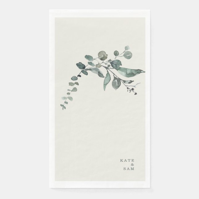 Foliage Teal & Cream Custom Wedding  Napkin (Front)