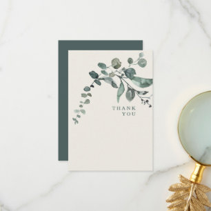 Foliage Teal & Cream Wedding Thank You Card