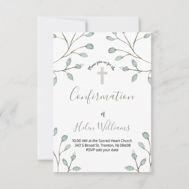 foliage watercolor decor Confirmation Invitation (Front)