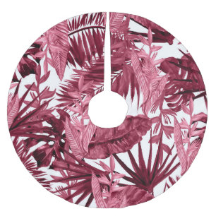 Foliage Watercolor Purple, Floral Seamless. Brushed Polyester Tree Skirt