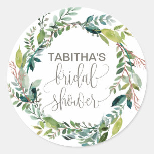 Foliage Wreath Bridal Shower Classic Round Sticker
