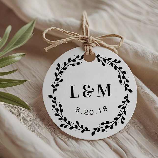 Foliage Wreath Monogram Wedding Favour Tags (Creator Uploaded)