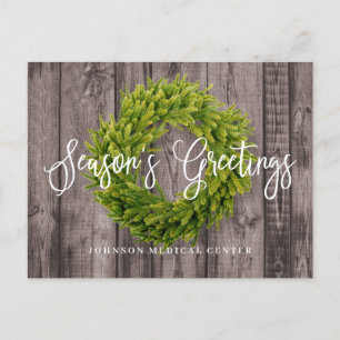 Foliage Wreath on Wood Season's Greeting Medical Holiday Postcard