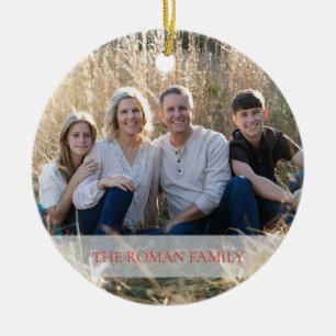 Foliage Wreath Photo Merry & Bright Holiday Ceramic Ornament