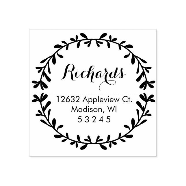 Foliage Wreath Return Address Stamp (Imprint)