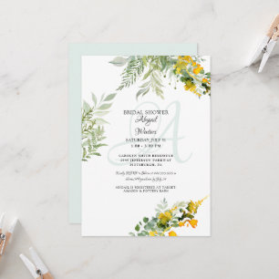 Foliage Yellow Wildflowers Bridal Shower Invitatio Invitation