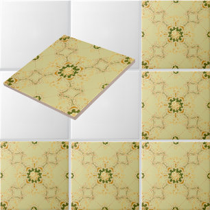 Foliate Scroll Quatrefoils & floral pattern Ceramic Tile