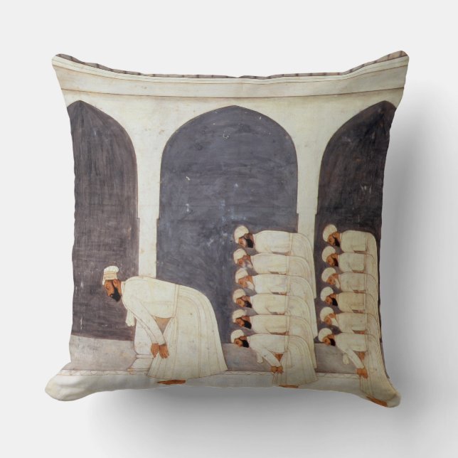 Folio.38a A Mogul prince in a mosque leading Frida Cushion (Front)