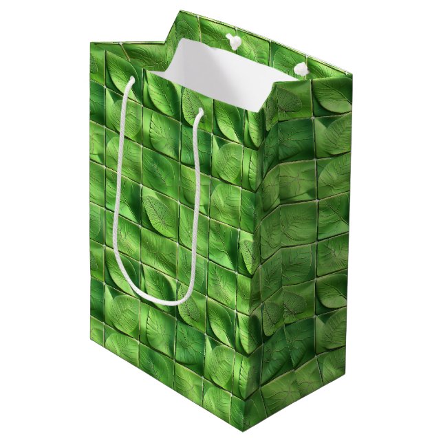 Foliumara - Seamless 3D pattern in green 5/20 Medium Gift Bag (Front Angled)