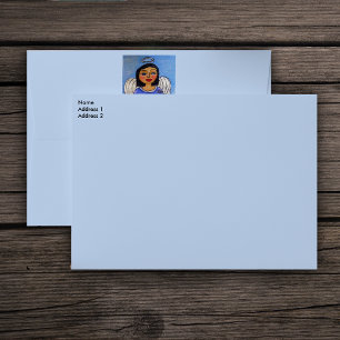 Folk Art Angel Cat on Cloud Envelopes