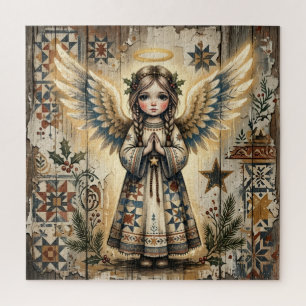 Folk Art Angel Christmas Jigsaw Puzzle