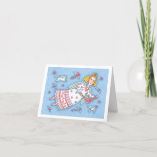 FOLK ART ANGEL OF HEARTS THANK YOU CARD