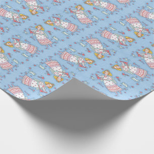 FOLK ART ANGEL OF HEARTS WRAPPING PAPER