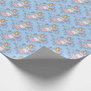 FOLK ART ANGEL OF HEARTS WRAPPING PAPER