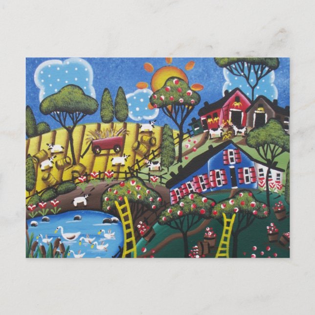 FOLK ART Apple Blossom BY LORI EVERETT Postcard (Front)