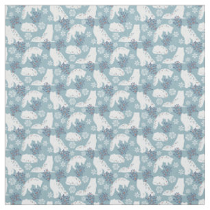 Folk Art Arctic Fox in the Snow with Holly Fabric
