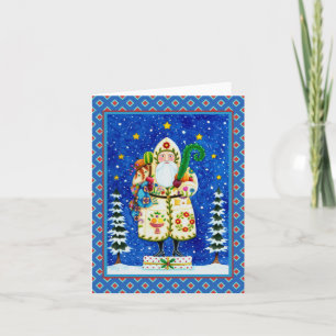 FOLK ART BALTIMORE QUILT FATHER CHRISTMAS Blank Card