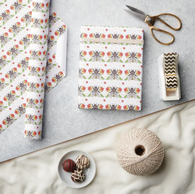 Folk Art Bee Wrapping Paper (Crafts)