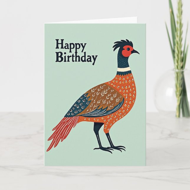 Folk Art Bird Celebration Card (Front)