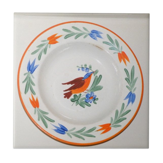 Folk Art Bird Ceramic Tile (Front)