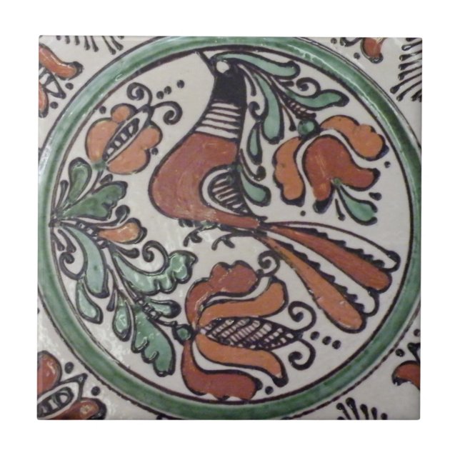Folk Art Bird Ceramic Tile (Front)