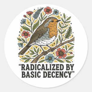 Folk Art Bird Illustration for Social Justice  Classic Round Sticker