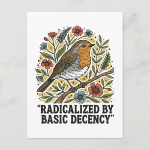 Folk Art Bird Illustration for Social Justice Holiday Postcard