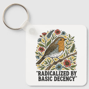 Folk Art Bird Illustration for Social Justice Key Ring