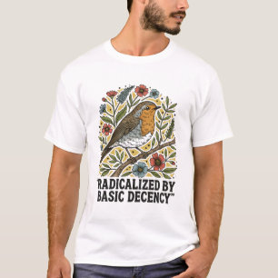 Folk Art Bird Illustration for Social Justice  T-Shirt