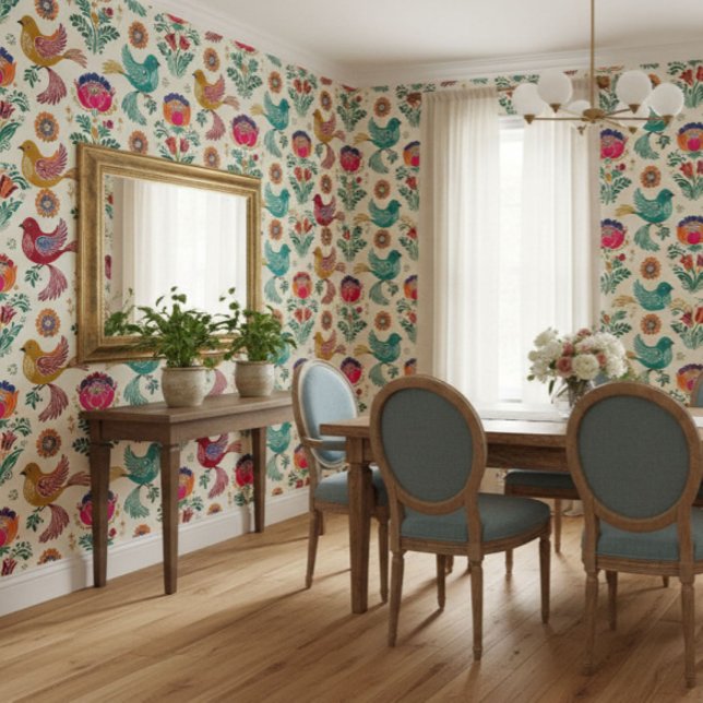 Folk Art Birds and Botanicals  Wallpaper (Creator Uploaded)