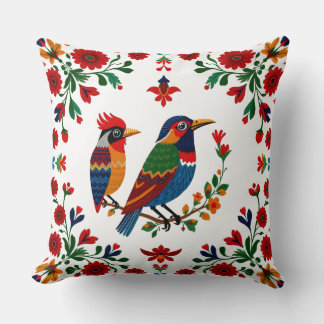 Folk Art Birds & Blooms Cushion