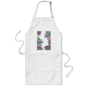 Folk Art Birds Flowers Acorns Long Apron