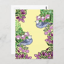 Folk Art Birds Flowers Acorns