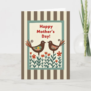 Folk Art Birds Mothers Day Card