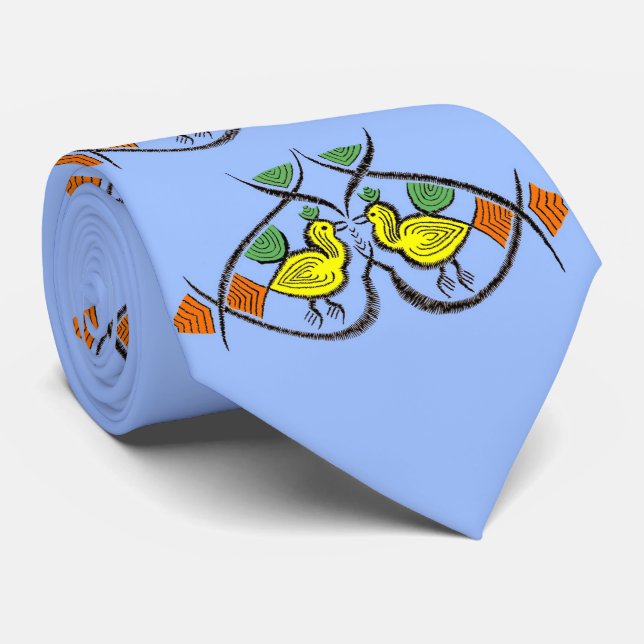 folk art birds print tie (Rolled)