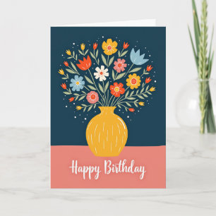 Folk Art Birthday Blooms Card