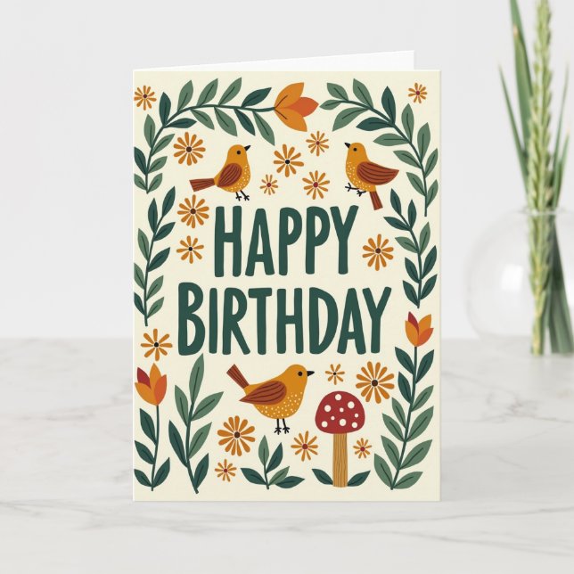 Folk Art Birthday Card (Front)