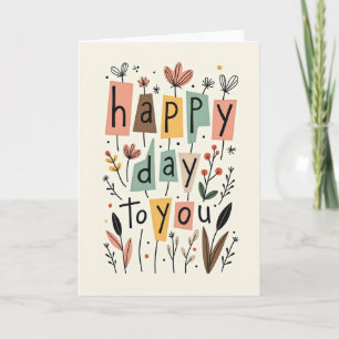 Folk Art Birthday Floral Card