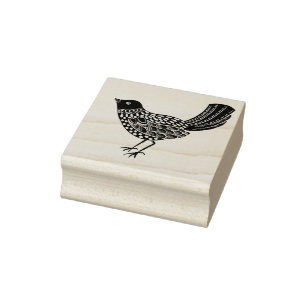 Folk Art Blackbird Rubber Stamp