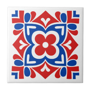 Folk Art Bloom Ceramic Tile