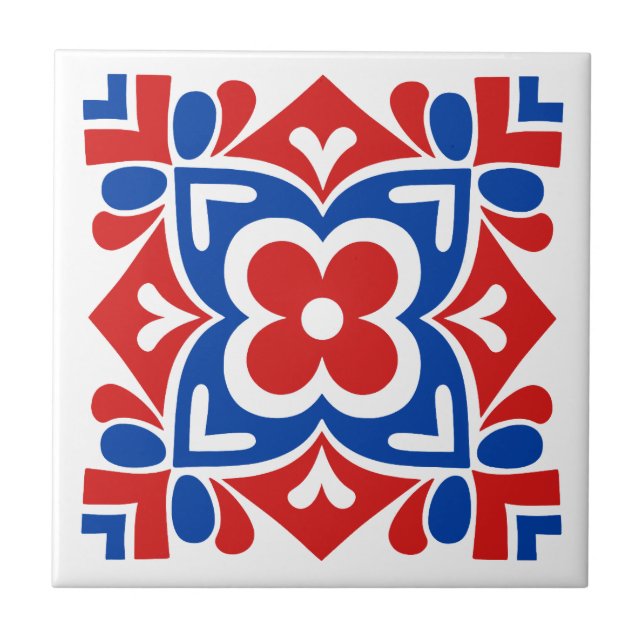 Folk Art Bloom Ceramic Tile (Front)