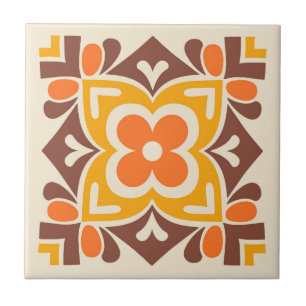 Folk Art Bloom Ceramic Tile