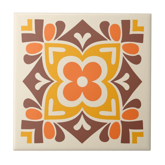 Folk Art Bloom Ceramic Tile (Front)